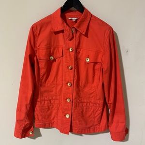 Cabi Tailored Ruffle Back Jacket in Orange Medium size